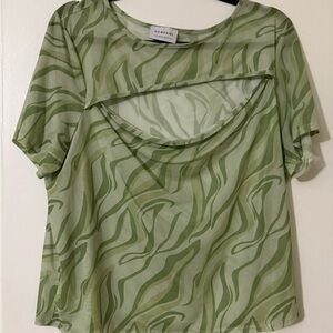 Green Patterned Women's Top